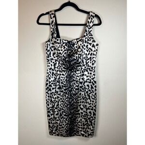White House Black Market Leopard Print Sheath‎ Dress Size 6 Sleeveless